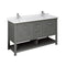 Fresca Manchester Regal 60" Gray Wood Veneer Traditional Double Sink Bathroom Cabinet w/ Top & Sinks FCB2360VG-D-CWH-U