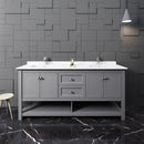 Fresca Manchester 72" Gray Traditional Double Sink Bathroom Cabinet with Top and Sinks FCB2372GR-D-CWH-U