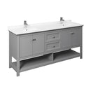 Fresca Manchester 72" Gray Traditional Double Sink Bathroom Cabinet w/ Top & Sinks FCB2372GR-D-CWH-U