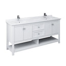 Fresca Manchester 72" White Traditional Double Sink Bathroom Cabinet w/ Top & Sinks FCB2372WH-D-CWH-U