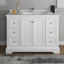Fresca Windsor 48" Matte White Traditional Bathroom Cabinet with Top and Sink FCB2448WHM-CWH-U