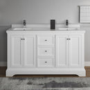 Fresca Windsor 60" Matte White Traditional Double Sink Bathroom Cabinet with Top and Sinks FCB2460WHM-CWH-U