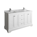 Fresca Windsor 60" Matte White Traditional Double Sink Bathroom Cabinet w/ Top & Sinks FCB2460WHM-CWH-U