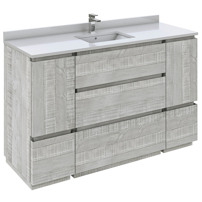 Fresca Formosa 54" Floor Standing Modern Bathroom Cabinet w/ Top & Sink in Ash FCB31-123012ASH-FC-CWH-U