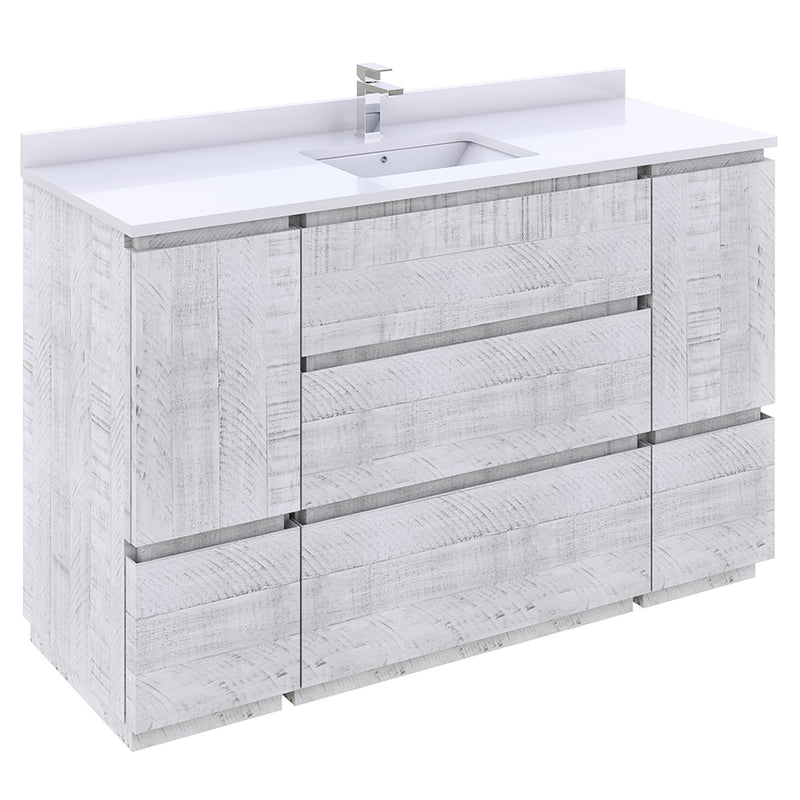 Fresca Formosa 53" Floor Standing Modern Bathroom Cabinet in Rustic White FCB31-123012RWH-FC