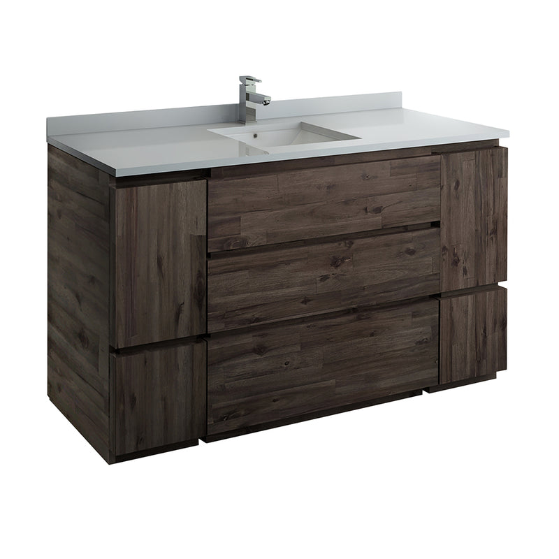 Fresca Formosa 60" Floor Standing Single Sink Modern Bathroom Cabinet w/ Top & Sink FCB31-123612ACA-FC-CWH-U