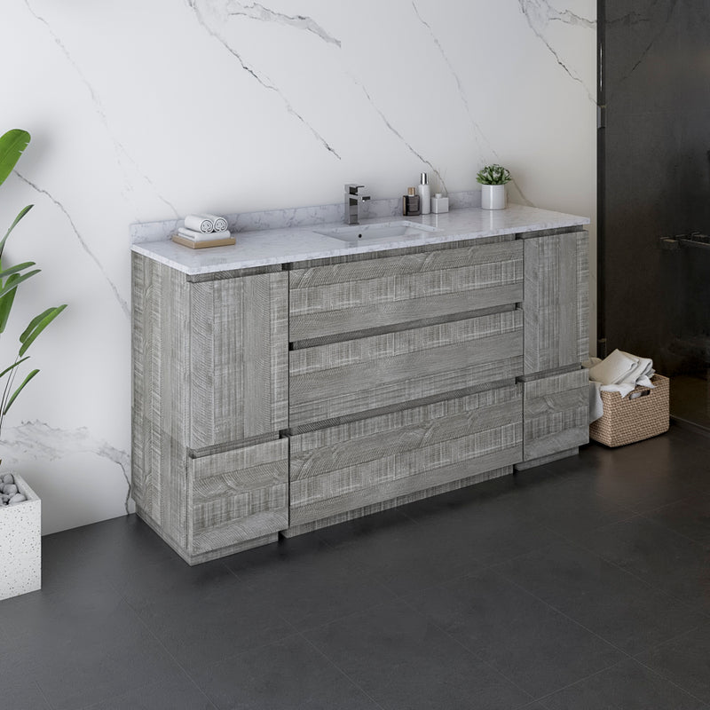 Fresca Formosa 60" Floor Standing Single Sink Modern Bathroom Cabinet with Top and Sink in Ash FCB31-123612ASH-FC-CWH-U