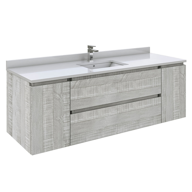 Fresca Formosa 59" Wall Hung Single Sink Modern Bathroom Cabinet in Ash FCB31-123612ASH