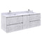 Fresca Formosa 60" Wall Hung Double Sink Modern Bathroom Cabinet w/ Top & Sinks in Rustic White FCB31-241224RWH-CWH-U