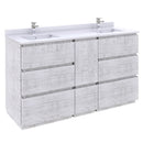 Fresca Formosa 60" Floor Standing Double Sink Modern Bathroom Cabinet w/ Top & Sinks in Rustic White FCB31-241224RWH-FC-CWH-U