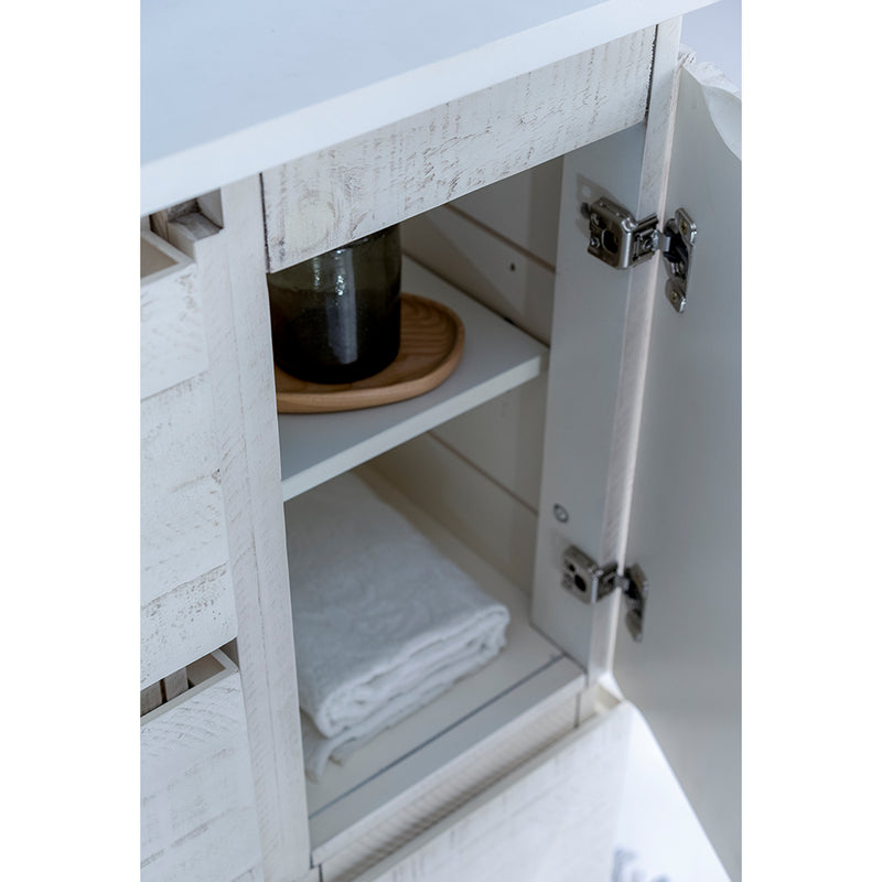 Fresca Formosa 60" Floor Standing Open Bottom Double Sink Modern Bathroom Cabinet with Top and Sinks in Rustic White FCB31-241224RWH-FS-CWH-U