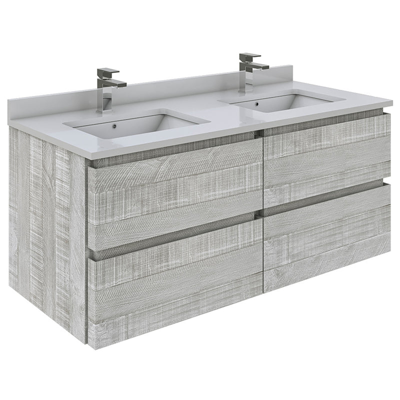 Fresca Formosa 46" Wall Hung Double Sink Modern Bathroom Cabinet in Ash FCB31-2424ASH