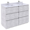 Fresca Formosa 48" Floor Standing Double Sink Modern Bathroom Cabinet w/ Top & Sinks in Rustic White FCB31-2424RWH-FC-CWH-U