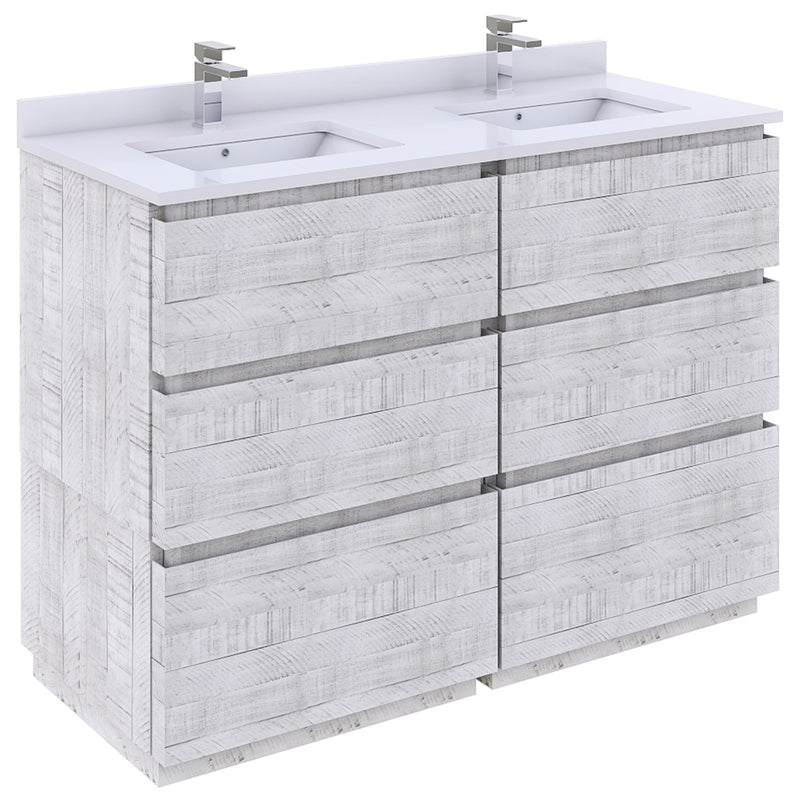 Fresca Formosa 46" Floor Standing Double Sink Modern Bathroom Cabinet in Rustic White FCB31-2424RWH-FC