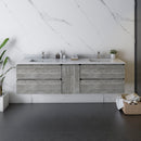 Fresca Formosa 70" Wall Hung Double Sink Modern Bathroom Cabinet in Ash FCB31-301230ASH