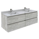 Fresca Formosa 60" Wall Hung Double Sink Modern Bathroom Cabinet w/ Top & Sinks in Ash FCB31-3030ASH-CWH-U