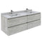 Fresca Formosa 58" Wall Hung Double Sink Modern Bathroom Cabinet in Ash FCB31-3030ASH