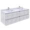 Fresca Formosa 60" Wall Hung Double Sink Modern Bathroom Cabinet w/ Top & Sinks in Rustic White FCB31-3030RWH-CWH-U