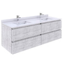 Fresca Formosa 58" Wall Hung Double Sink Modern Bathroom Cabinet in Rustic White FCB31-3030RWH