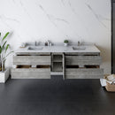 Fresca Formosa 82" Wall Hung Double Sink Modern Bathroom Cabinet in Ash FCB31-361236ASH