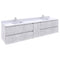 Fresca Formosa 84" Wall Hung Double Sink Modern Bathroom Cabinet w/ Top & Sinks in Rustic White FCB31-361236RWH-CWH-U