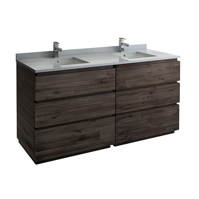 Fresca Formosa 72" Floor Standing Double Sink Modern Bathroom Cabinet w/ Top & Sinks FCB31-3636ACA-FC-CWH-U