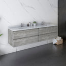 Fresca Formosa 72" Wall Hung Double Sink Modern Bathroom Cabinet with Top and Sinks in Ash FCB31-3636ASH-CWH-U