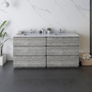 Fresca Formosa 72" Floor Standing Double Sink Modern Bathroom Cabinet with Top and Sinks in Ash FCB31-3636ASH-FC-CWH-U