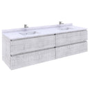 Fresca Formosa 72" Wall Hung Double Sink Modern Bathroom Cabinet w/ Top & Sinks in Rustic White FCB31-3636RWH-CWH-U