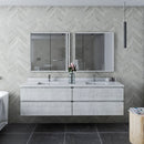 Fresca Formosa 70" Wall Hung Double Sink Modern Bathroom Cabinet in Rustic White FCB31-3636RWH