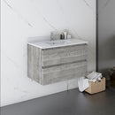 Fresca Formosa 30" Wall Hung Modern Bathroom Cabinet with Top and Sink in Ash FCB3130ASH-CWH-U