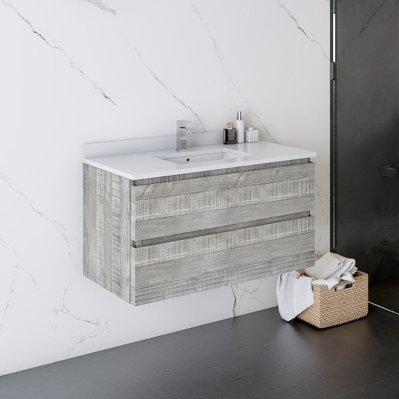 Fresca Formosa 35" Wall Hung Modern Bathroom Cabinet in Ash FCB3136ASH