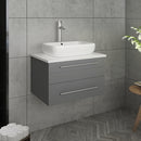 Fresca Lucera 24" Gray Wall Hung Modern Bathroom Cabinet with Top and Vessel Sink FCB6124GR-VSL-CWH-V