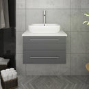 Fresca Lucera 24" Gray Wall Hung Modern Bathroom Cabinet with Top and Vessel Sink FCB6124GR-VSL-CWH-V