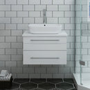 Fresca Lucera 24" White Wall Hung Modern Bathroom Cabinet with Top and Vessel Sink FCB6124WH-VSL-CWH-V