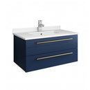 Fresca Lucera 30" Royal Blue Wall Hung Modern Bathroom Cabinet w/ Top & Undermount Sink FCB6130RBL-UNS-CWH-U