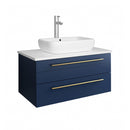 Fresca Lucera 30" Royal Blue Wall Hung Modern Bathroom Cabinet w/ Top & Vessel Sink FCB6130RBL-VSL-CWH-V