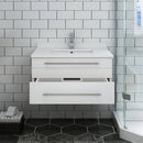 Fresca Lucera 30" White Wall Hung Modern Bathroom Cabinet with Top and Undermount Sink FCB6130WH-UNS-CWH-U