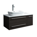 Fresca Lucera 36" Espresso Wall Hung Modern Bathroom Cabinet w/ Top & Vessel Sink - Left Version FCB6136ES-VSL-L-CWH-V