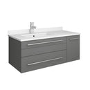 Fresca Lucera 36" Gray Wall Hung Modern Bathroom Cabinet w/ Top & Undermount Sink - Left Version FCB6136GR-UNS-L-CWH-U