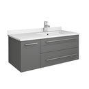 Fresca Lucera 36" Gray Wall Hung Modern Bathroom Cabinet w/ Top & Undermount Sink - Right Version FCB6136GR-UNS-R-CWH-U