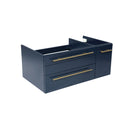 Fresca Lucera 36" Royal Blue Wall Hung Undermount Sink Modern Bathroom Cabinet - Left Version FCB6136RBL-UNS-L