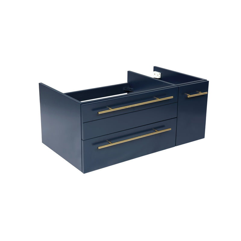 Fresca Lucera 36" Royal Blue Wall Hung Undermount Sink Modern Bathroom Cabinet - Left Version FCB6136RBL-UNS-L