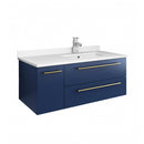Fresca Lucera 36" Royal Blue Wall Hung Modern Bathroom Cabinet w/ Top & Undermount Sink - Right Version FCB6136RBL-UNS-R-CWH-U
