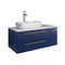 Fresca Lucera 36" Royal Blue Wall Hung Modern Bathroom Cabinet w/ Top & Vessel Sink - Left Version FCB6136RBL-VSL-L-CWH-V