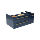 Fresca Lucera 36" Royal Blue Wall Hung Vessel Sink Modern Bathroom Cabinet - Left Version FCB6136RBL-VSL-L