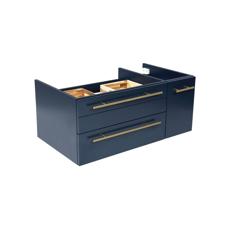 Fresca Lucera 36" Royal Blue Wall Hung Vessel Sink Modern Bathroom Cabinet - Left Version FCB6136RBL-VSL-L