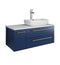 Fresca Lucera 36" Royal Blue Wall Hung Modern Bathroom Cabinet w/ Top & Vessel Sink - Right Version FCB6136RBL-VSL-R-CWH-V