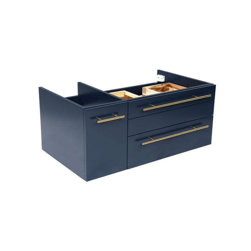 Fresca Lucera 36" Royal Blue Wall Hung Vessel Sink Modern Bathroom Cabinet - Right Version FCB6136RBL-VSL-R
