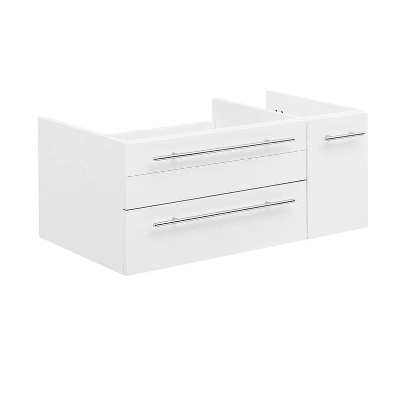 Fresca Lucera 36" White Wall Hung Undermount Sink Modern Bathroom Cabinet - Left Version FCB6136WH-UNS-L